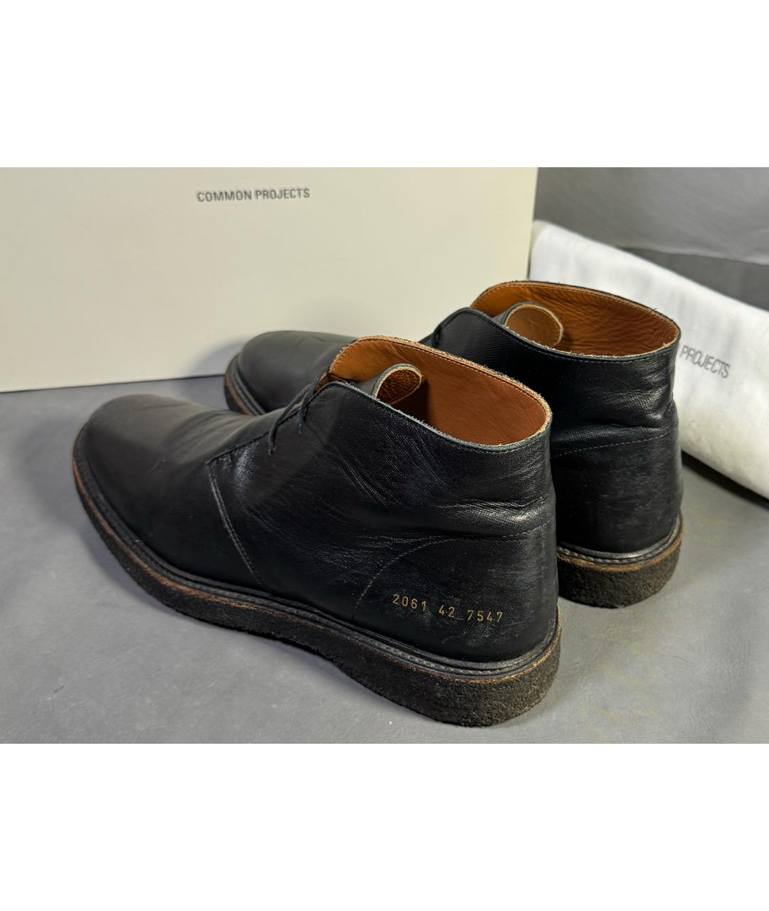 COMMON PROJECTS Черные кожаные высокие ботинки, фото 6