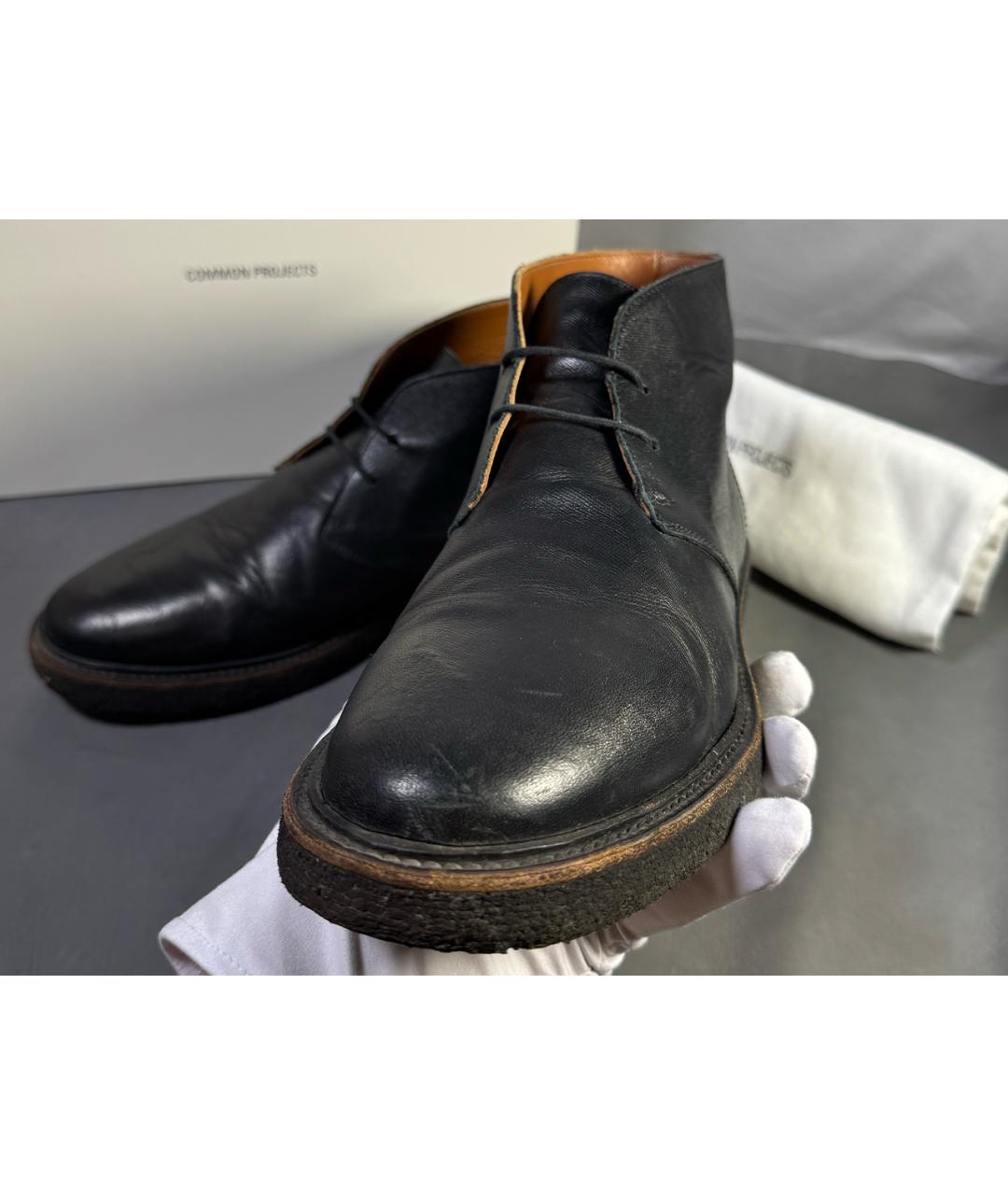 COMMON PROJECTS Черные кожаные высокие ботинки, фото 9