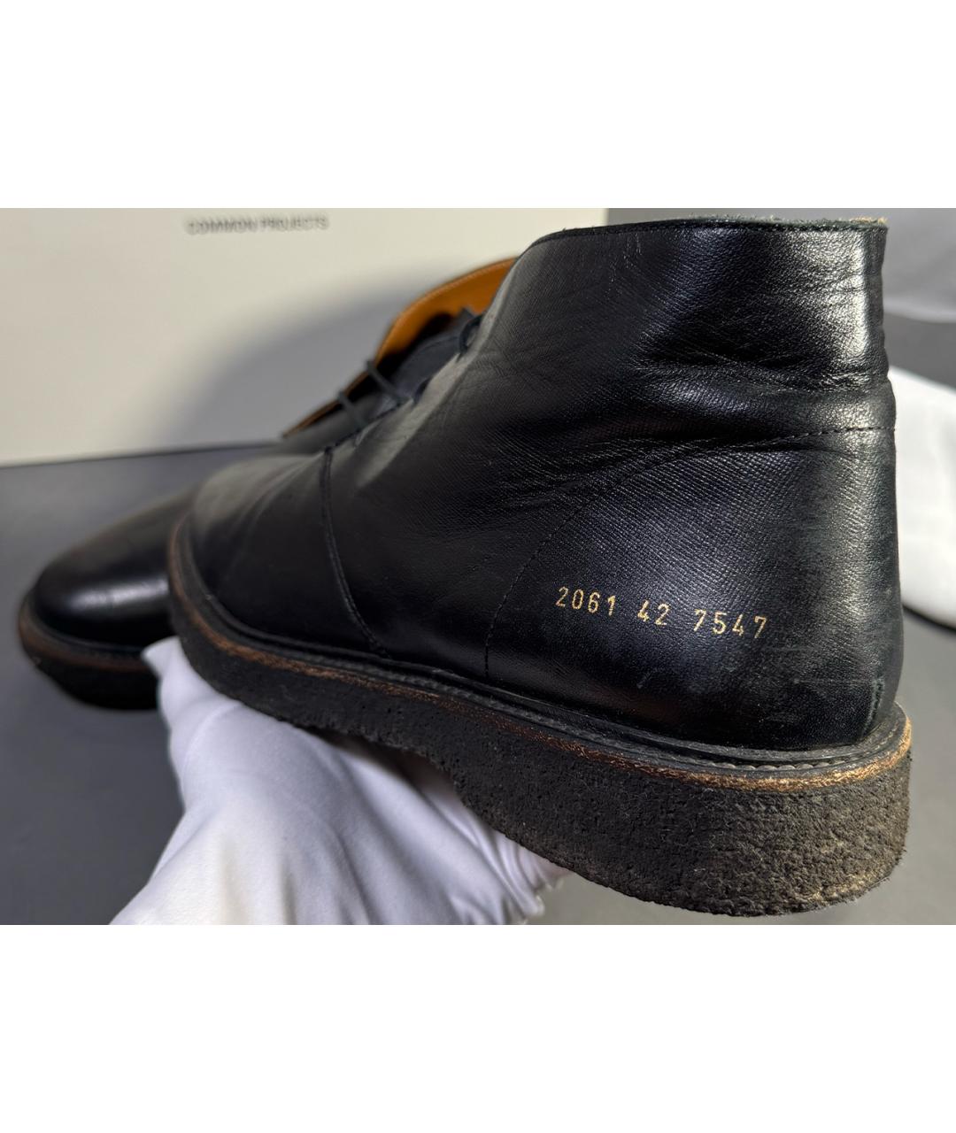 COMMON PROJECTS Черные кожаные высокие ботинки, фото 8