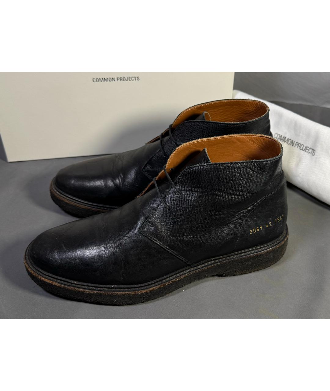 COMMON PROJECTS Черные кожаные высокие ботинки, фото 2