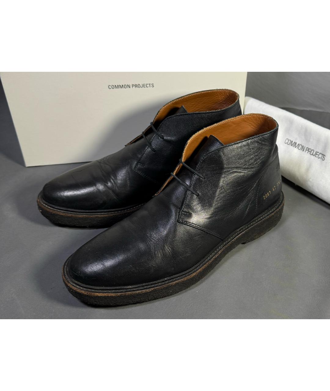 COMMON PROJECTS Черные кожаные высокие ботинки, фото 5