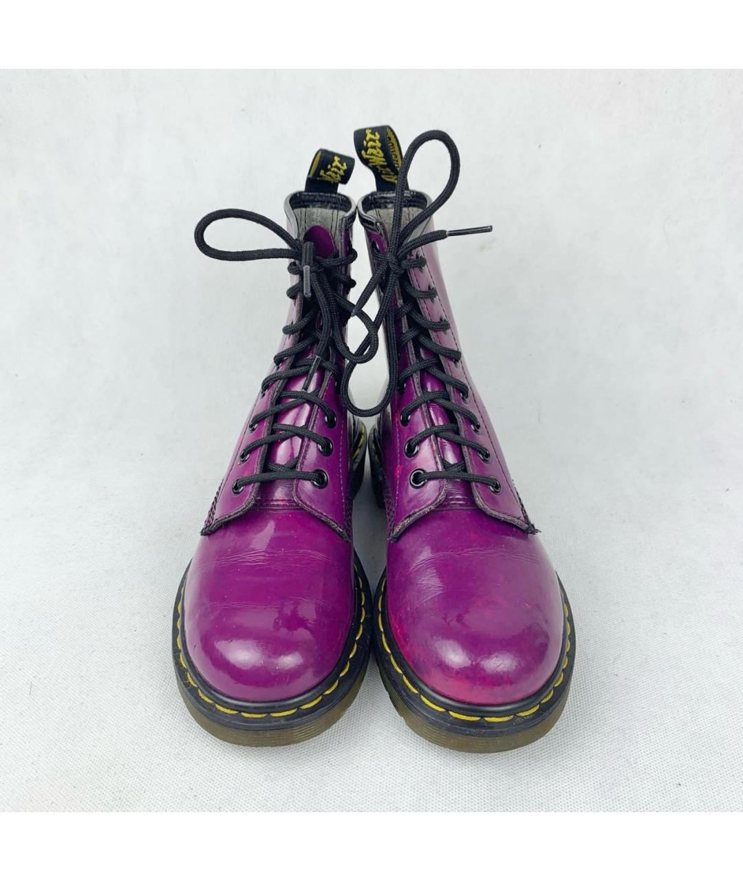 DR. MARTENS Фиолетовые кожаные ботинки, фото 8