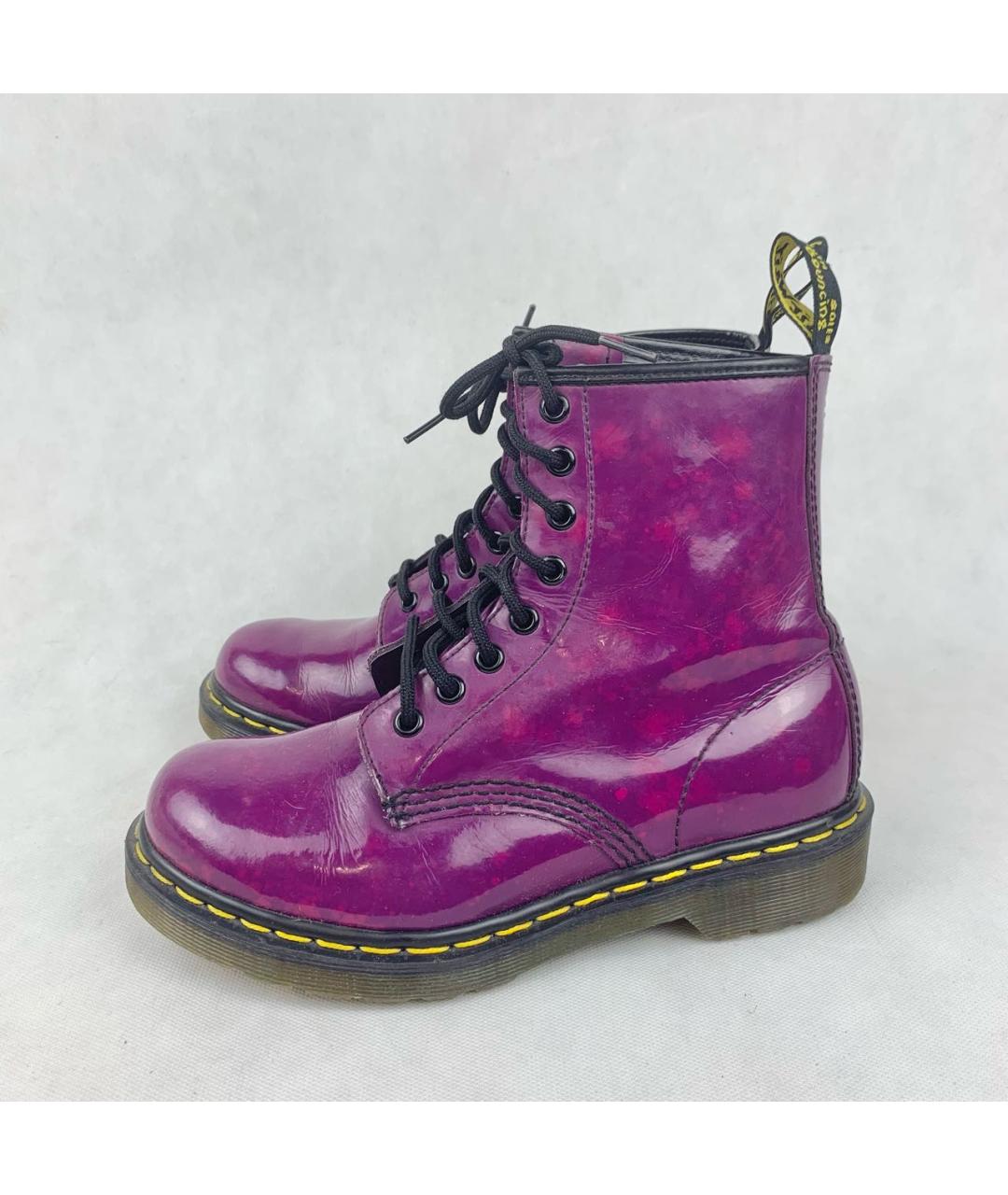 DR. MARTENS Фиолетовые кожаные ботинки, фото 4