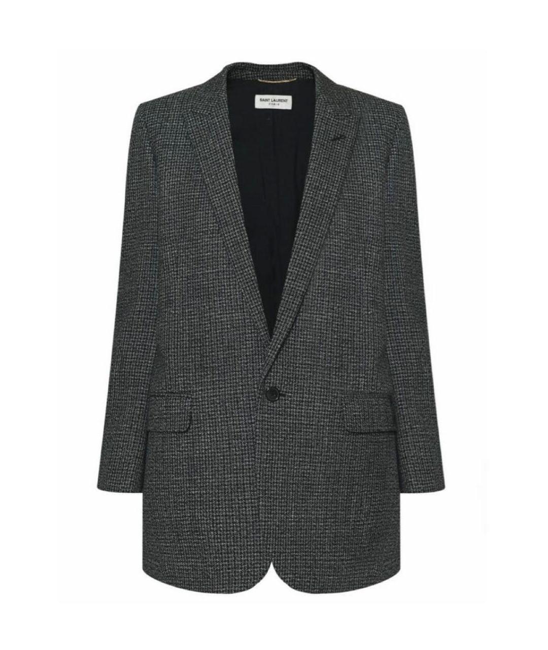 SAINT LAURENT Серый шерстяной жакет/пиджак, фото 1