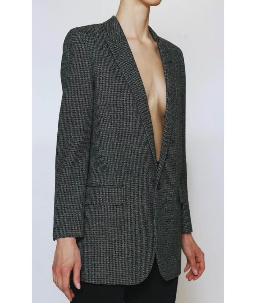 SAINT LAURENT Серый шерстяной жакет/пиджак, фото 3