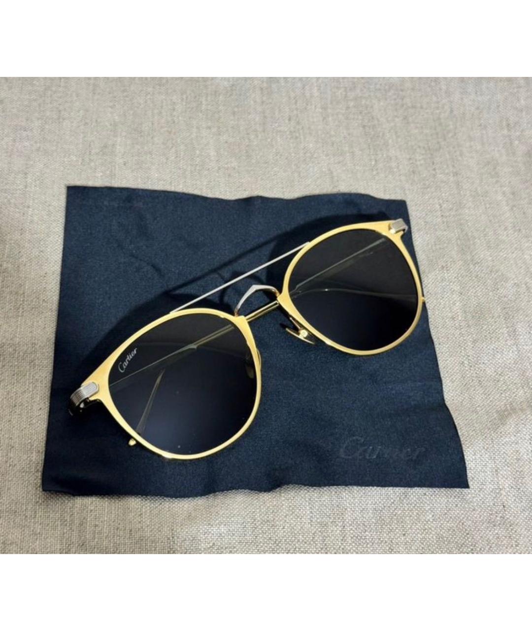 CARTIER Золотые металлические солнцезащитные очки, фото 2