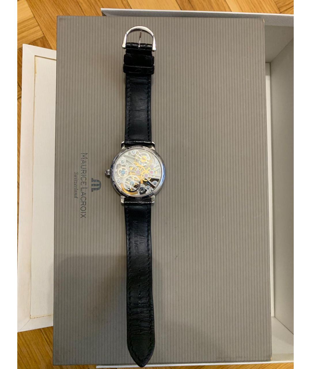 MAURICE LACROIX Черные стальные часы, фото 3