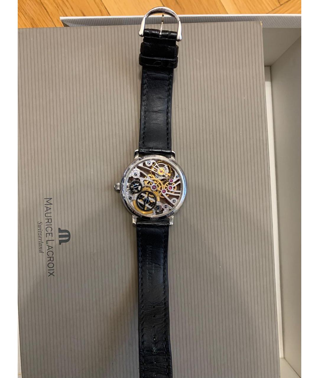 MAURICE LACROIX Черные стальные часы, фото 4