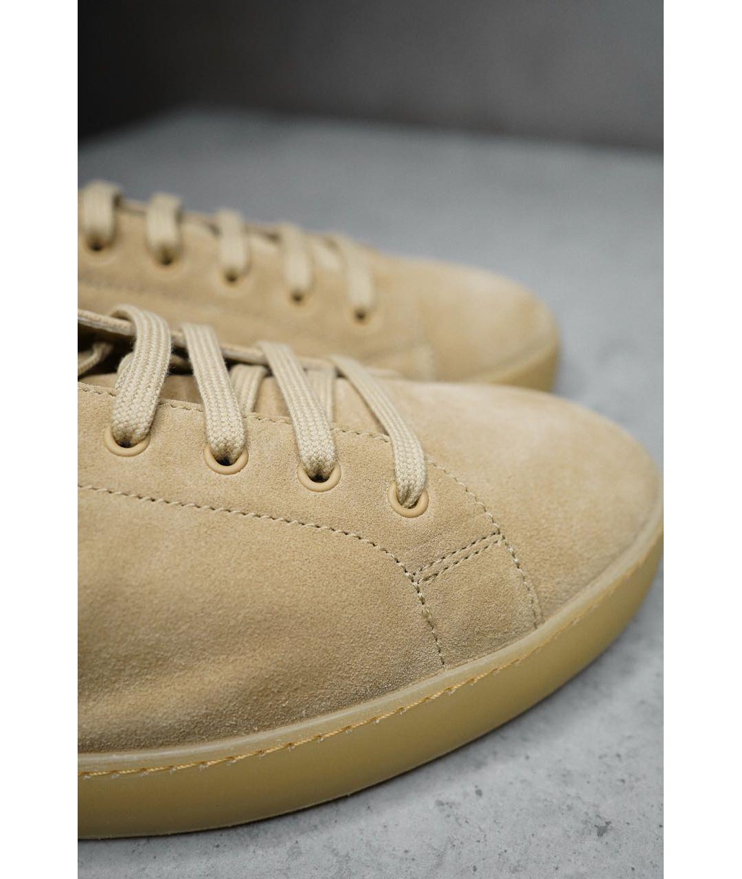 PRADA Бежевые замшевые низкие кроссовки / кеды, фото 8