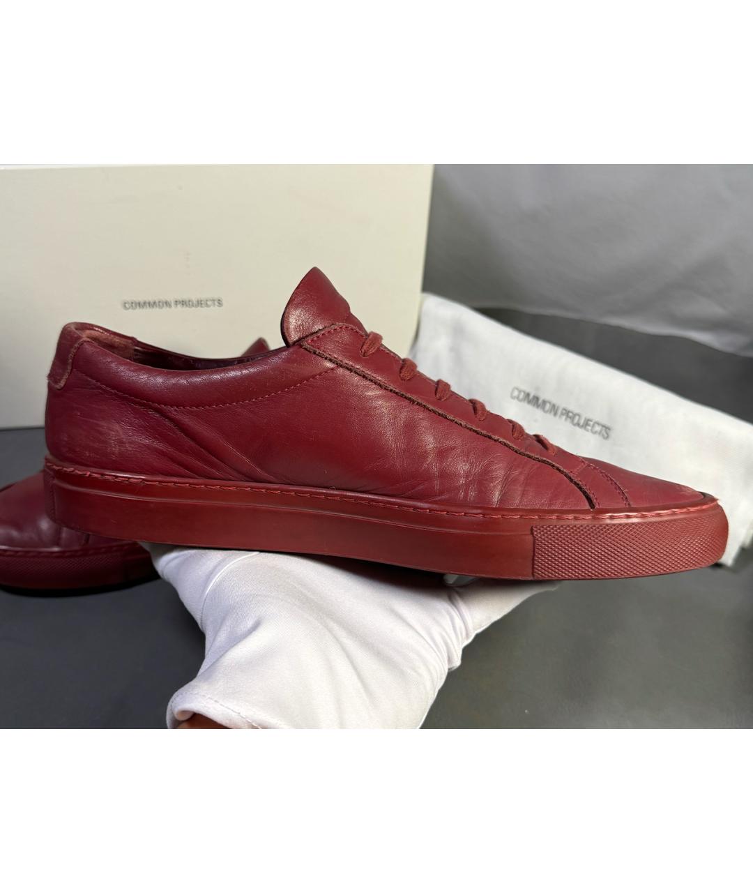 COMMON PROJECTS Бордовые кожаные низкие кроссовки / кеды, фото 9