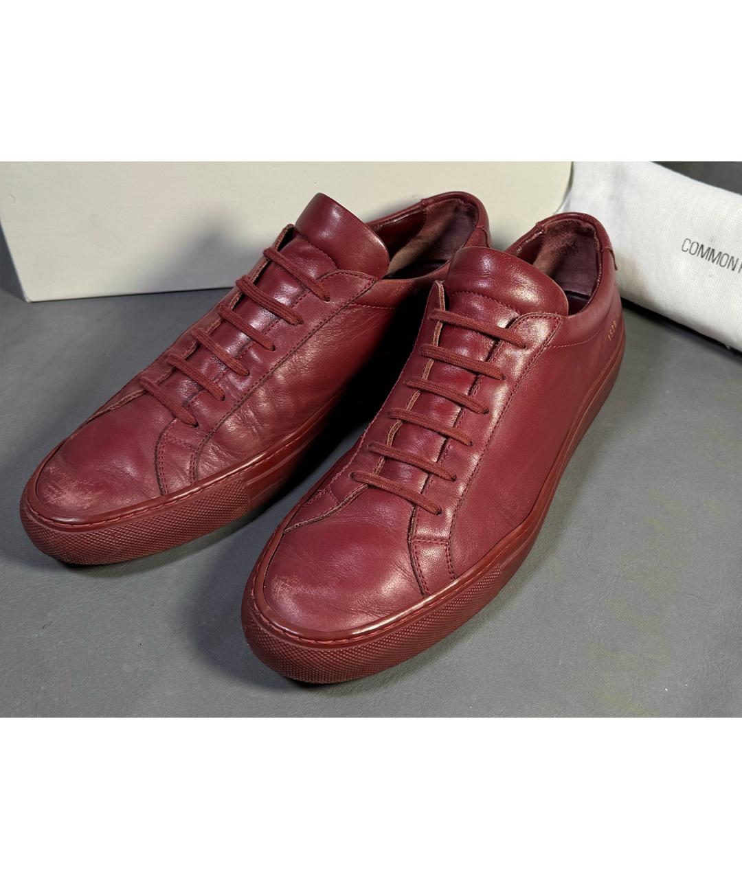 COMMON PROJECTS Бордовые кожаные низкие кроссовки / кеды, фото 4