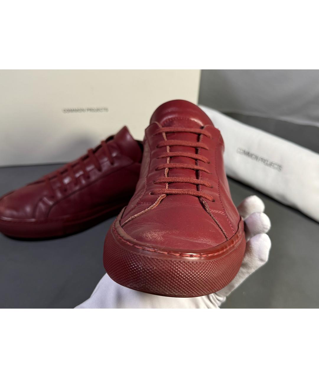 COMMON PROJECTS Бордовые кожаные низкие кроссовки / кеды, фото 3