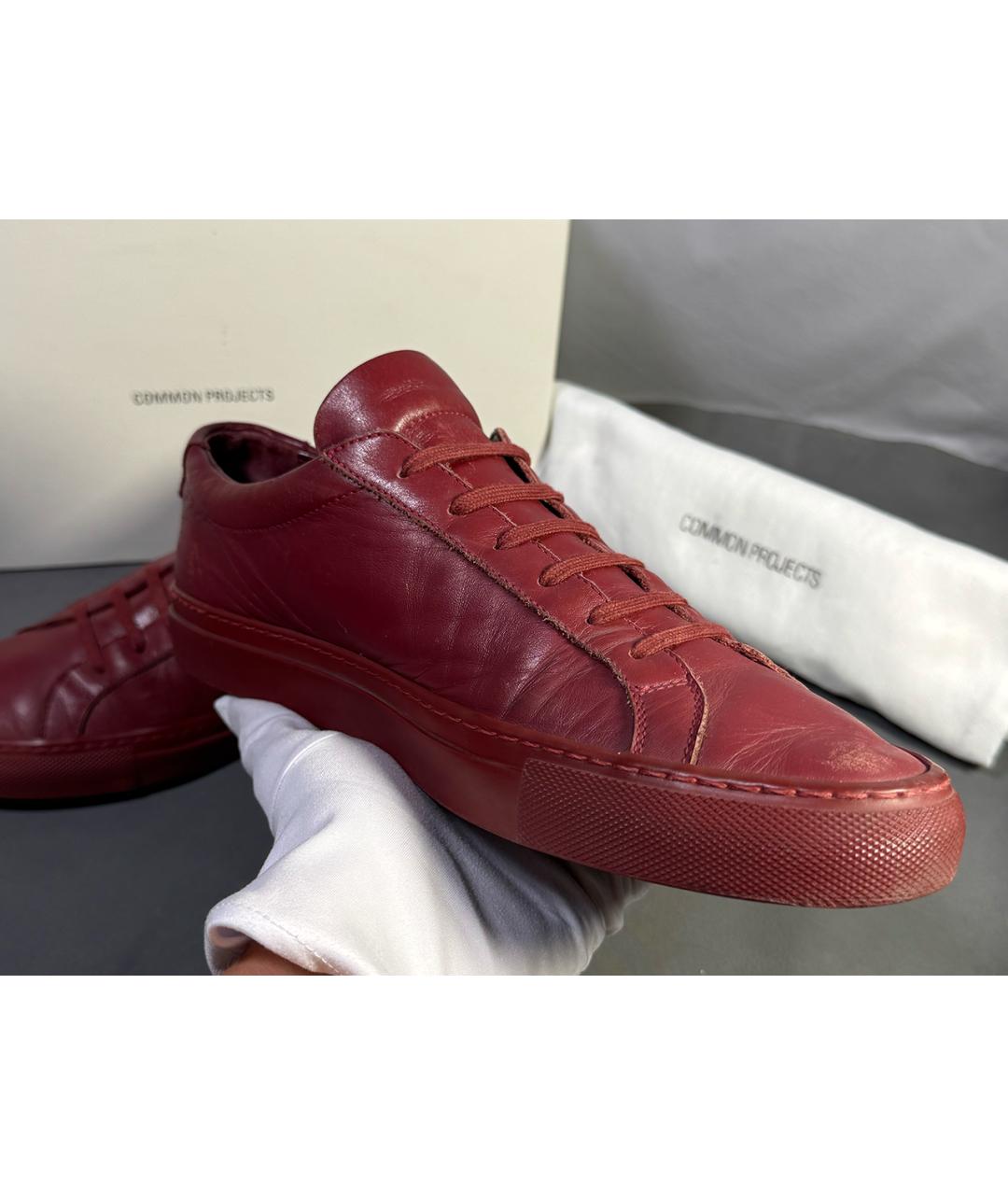 COMMON PROJECTS Бордовые кожаные низкие кроссовки / кеды, фото 8