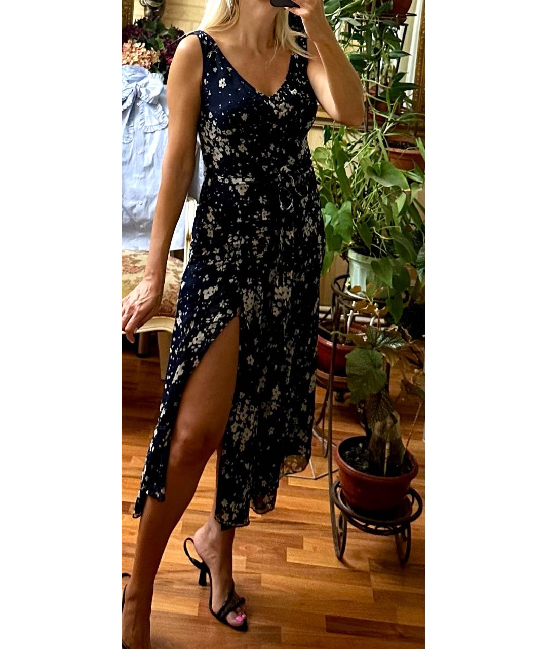 BURBERRY Темно-синее шелковое повседневное платье, фото 6