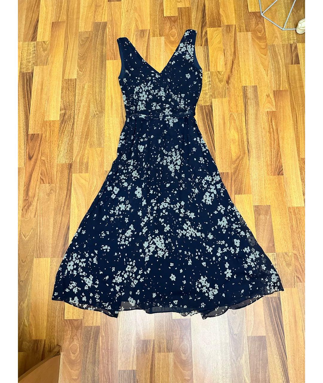 BURBERRY Темно-синее шелковое повседневное платье, фото 2