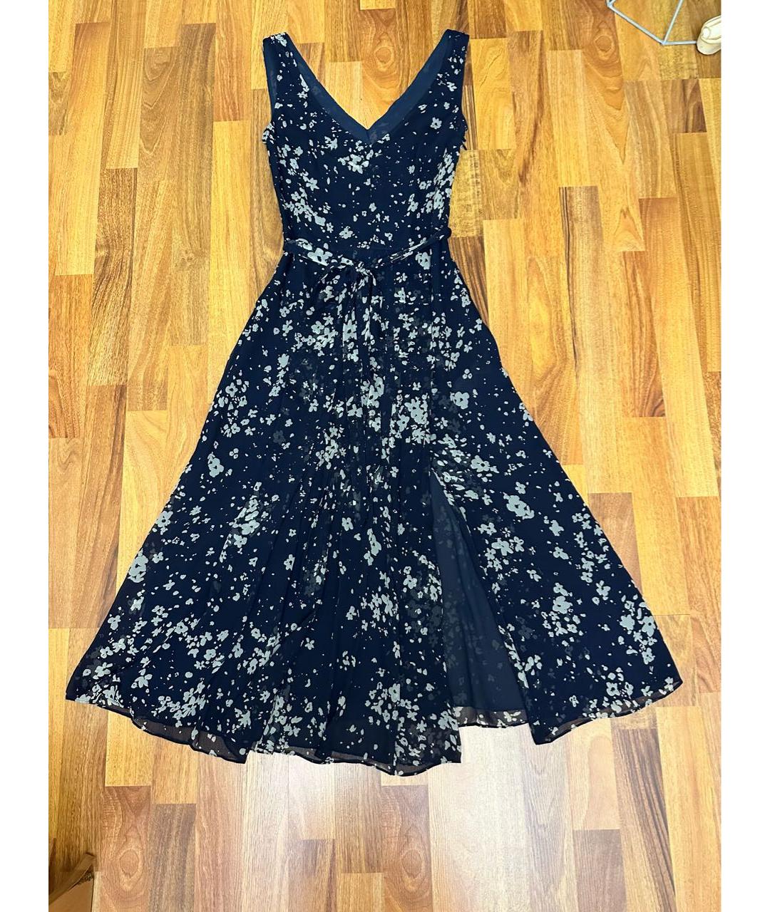 BURBERRY Темно-синее шелковое повседневное платье, фото 8