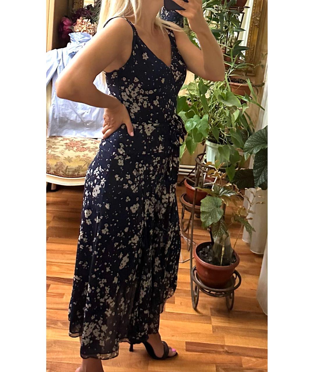 BURBERRY Темно-синее шелковое повседневное платье, фото 7