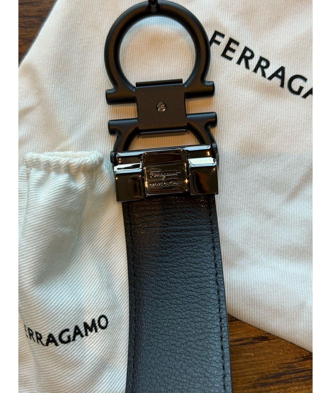 FERRAGAMO Черный кожаный ремень, фото 3