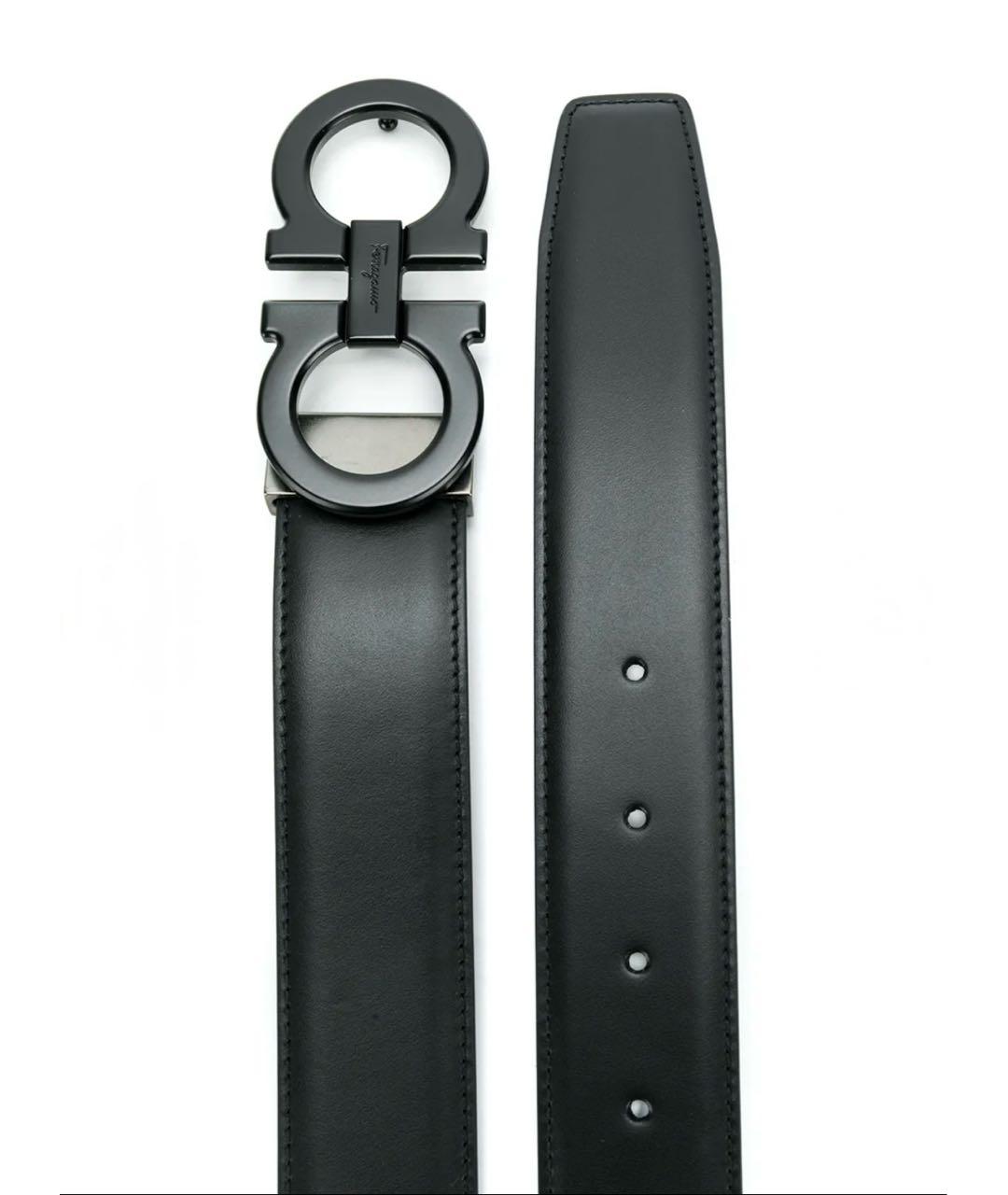 FERRAGAMO Черный кожаный ремень, фото 1