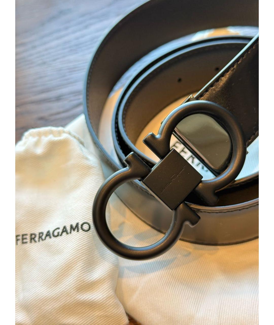 FERRAGAMO Черный кожаный ремень, фото 2