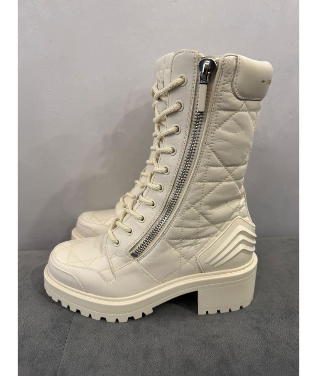 CHRISTIAN DIOR Бежевые кожаные ботинки, фото 2