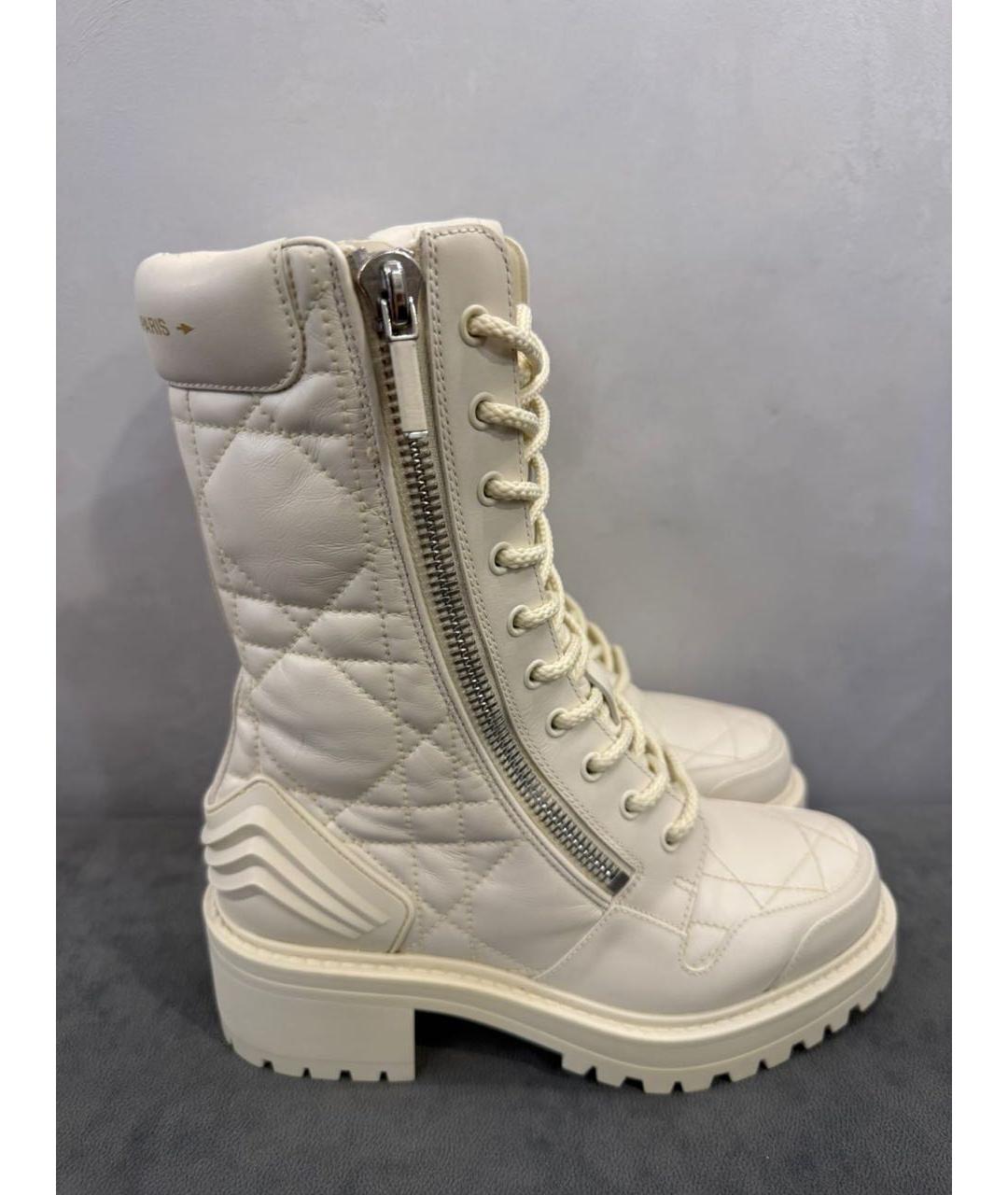 CHRISTIAN DIOR Бежевые кожаные ботинки, фото 8