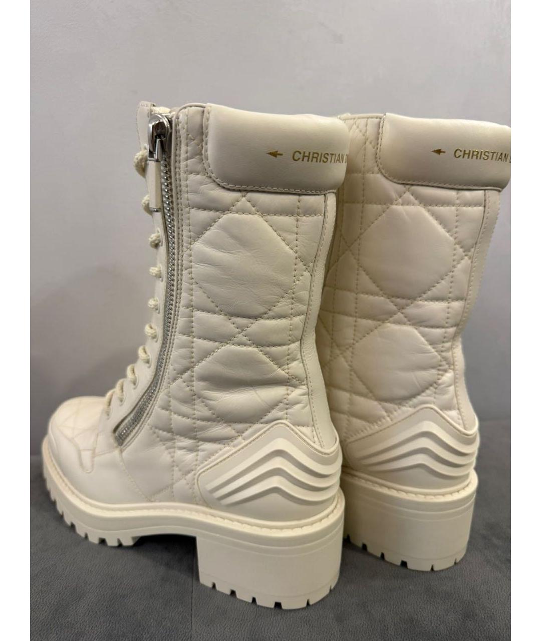 CHRISTIAN DIOR Бежевые кожаные ботинки, фото 5