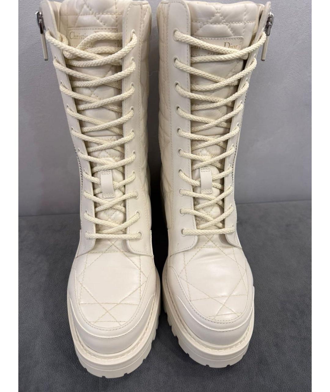 CHRISTIAN DIOR Бежевые кожаные ботинки, фото 3