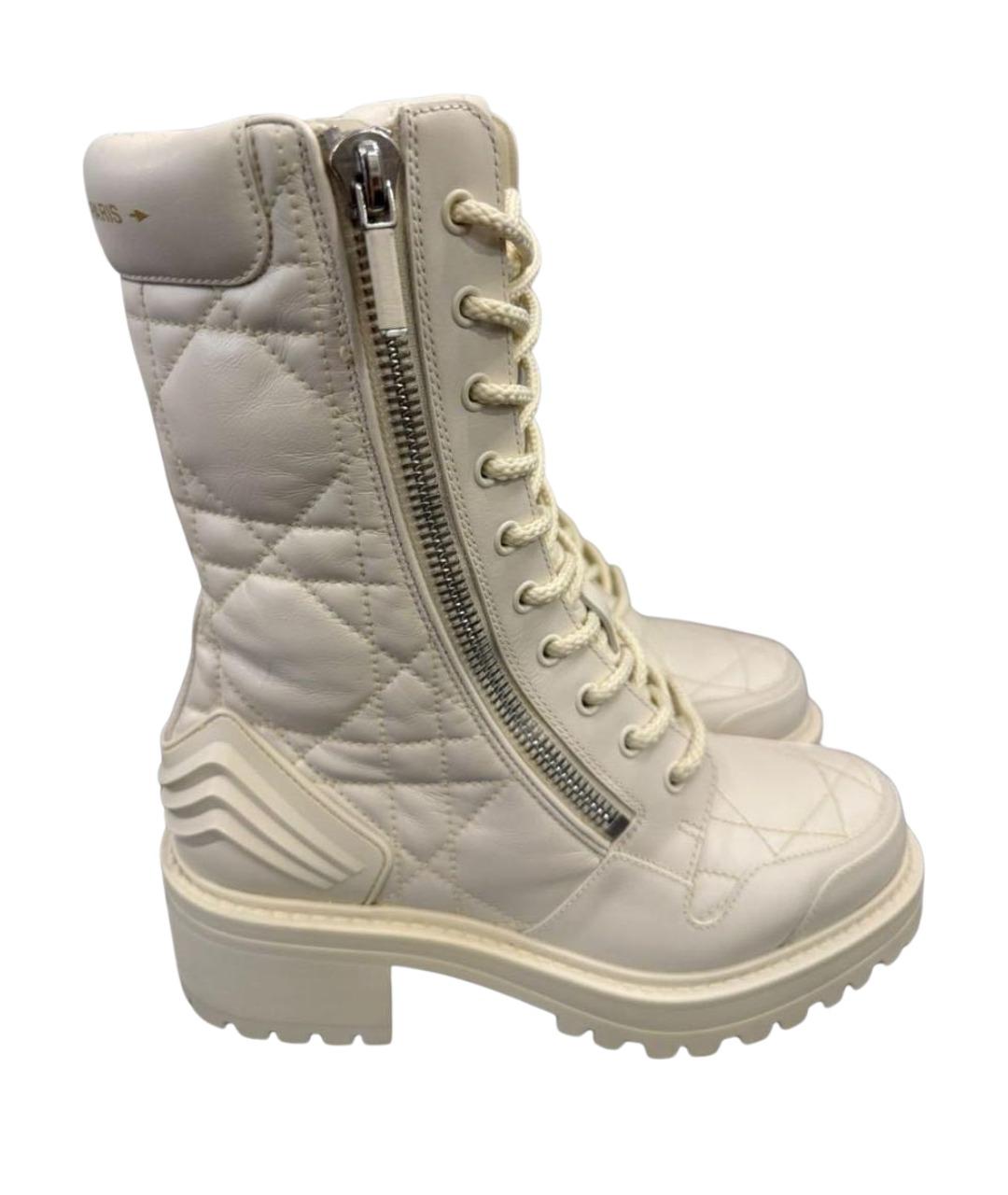 CHRISTIAN DIOR Бежевые кожаные ботинки, фото 1