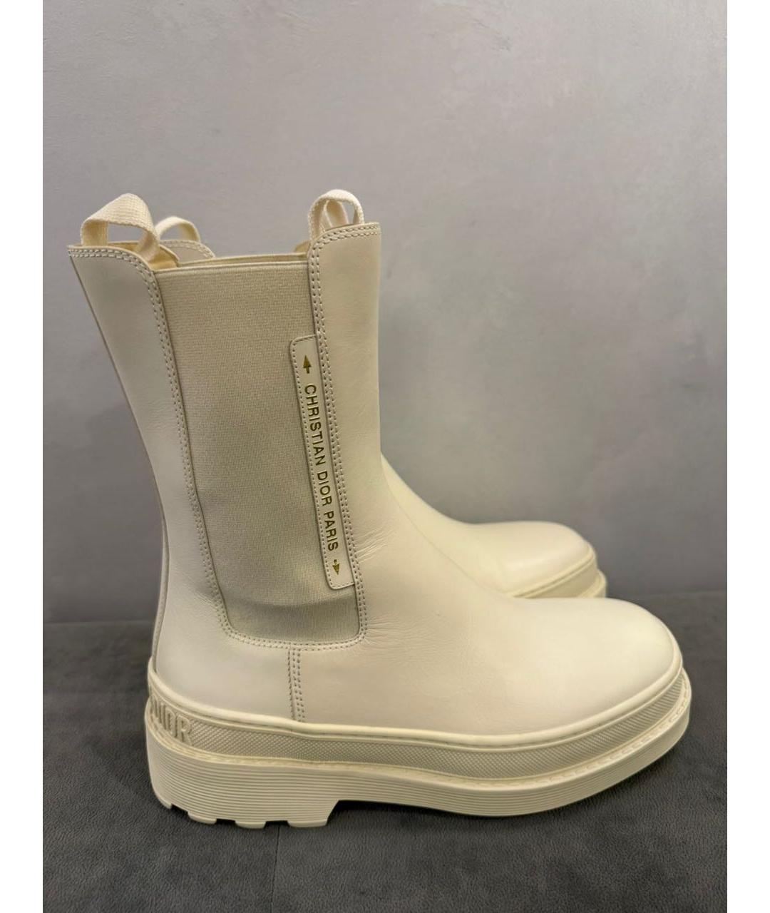 CHRISTIAN DIOR Бежевые кожаные полусапоги, фото 9