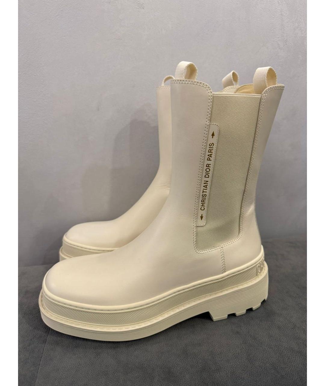 CHRISTIAN DIOR Бежевые кожаные полусапоги, фото 2