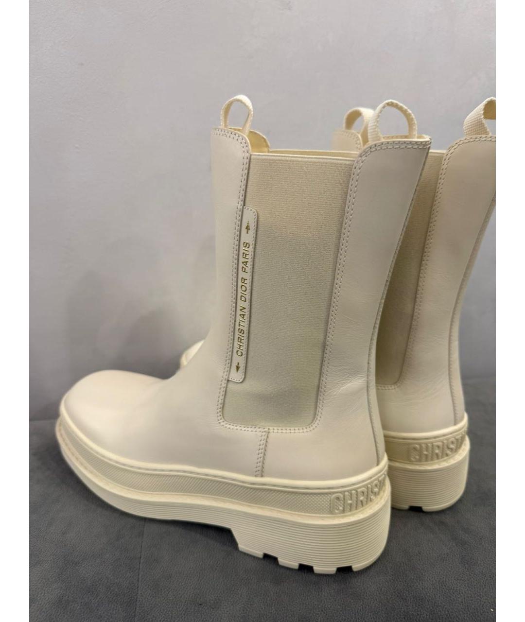CHRISTIAN DIOR Бежевые кожаные полусапоги, фото 5