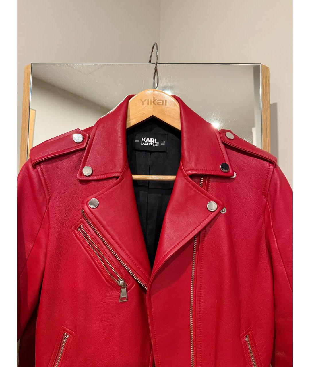 KARL LAGERFELD Красная кожаная куртка, фото 3