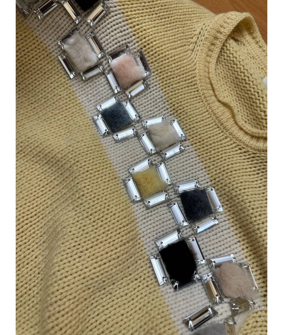 FENDI Желтый кашемировый джемпер / свитер, фото 4