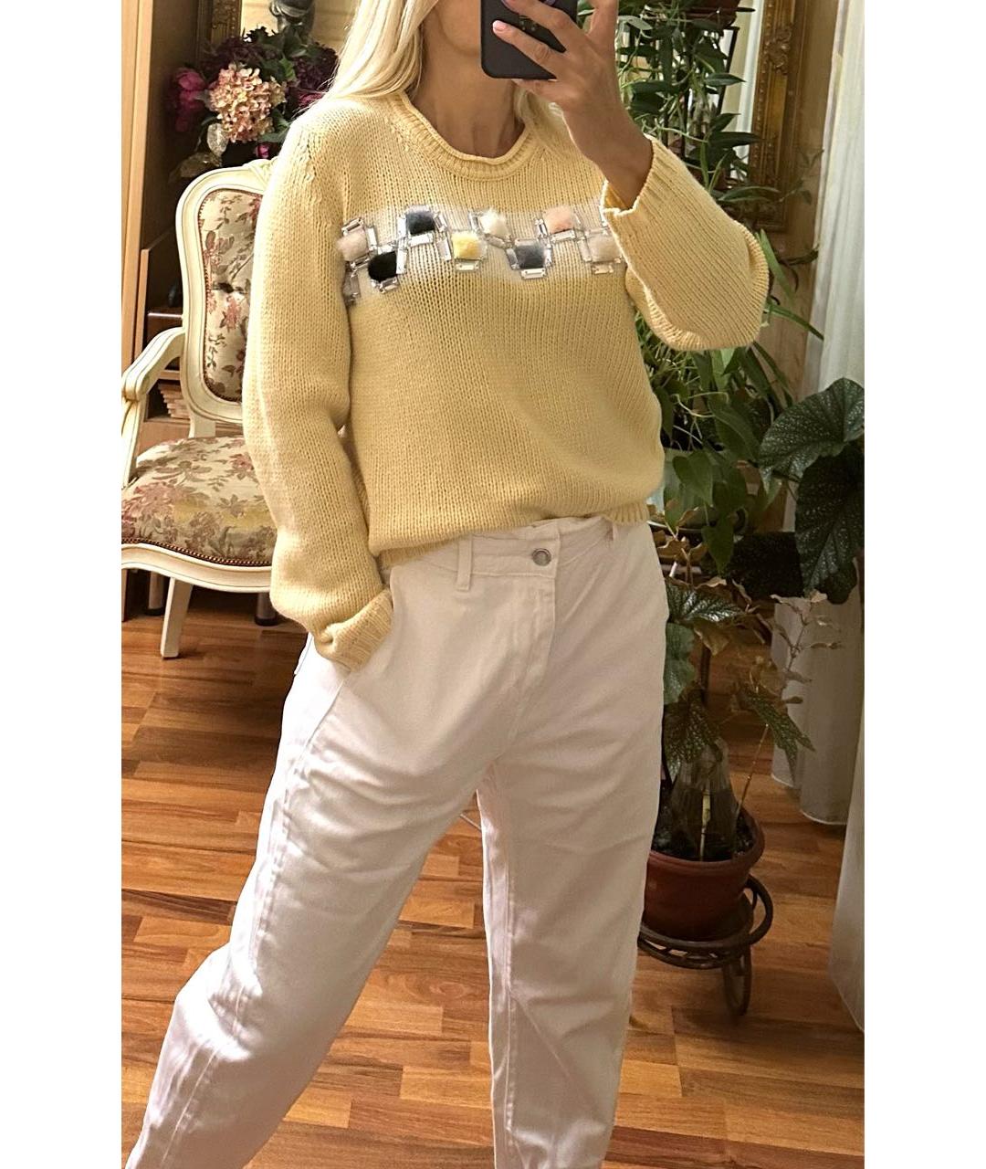 FENDI Желтый кашемировый джемпер / свитер, фото 6