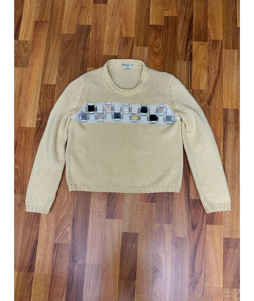 FENDI Желтый кашемировый джемпер / свитер, фото 8