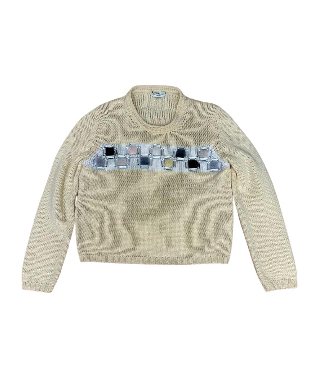 FENDI Желтый кашемировый джемпер / свитер, фото 1