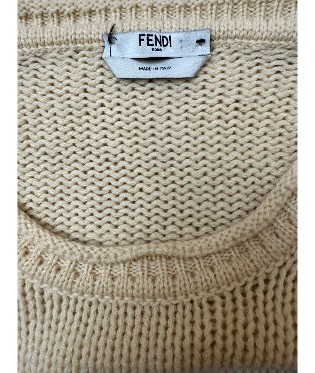 FENDI Желтый кашемировый джемпер / свитер, фото 3