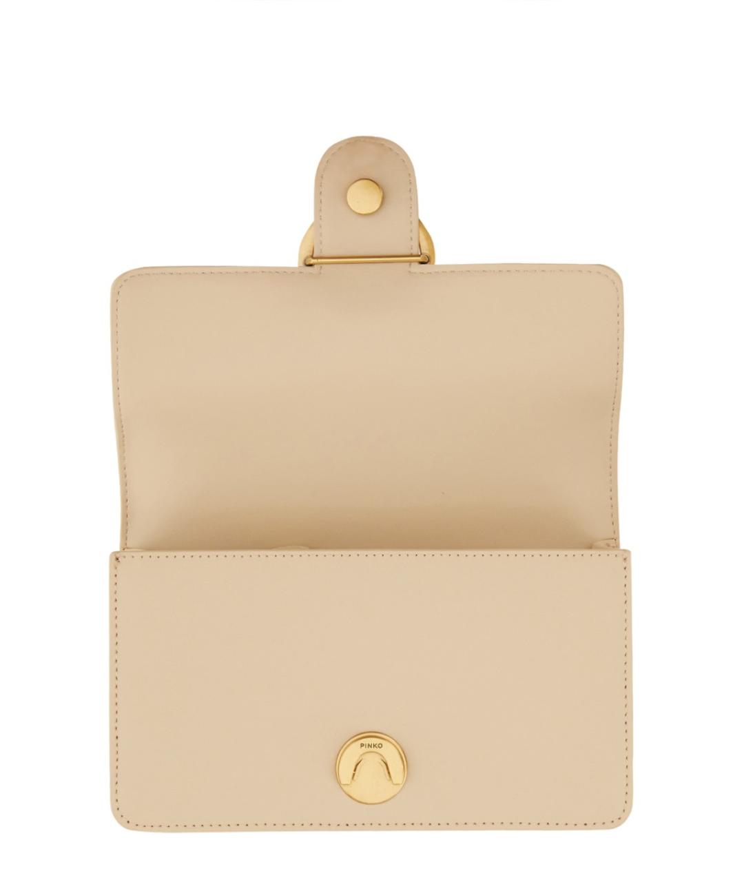 PINKO Бежевая кожаная сумка через плечо, фото 4