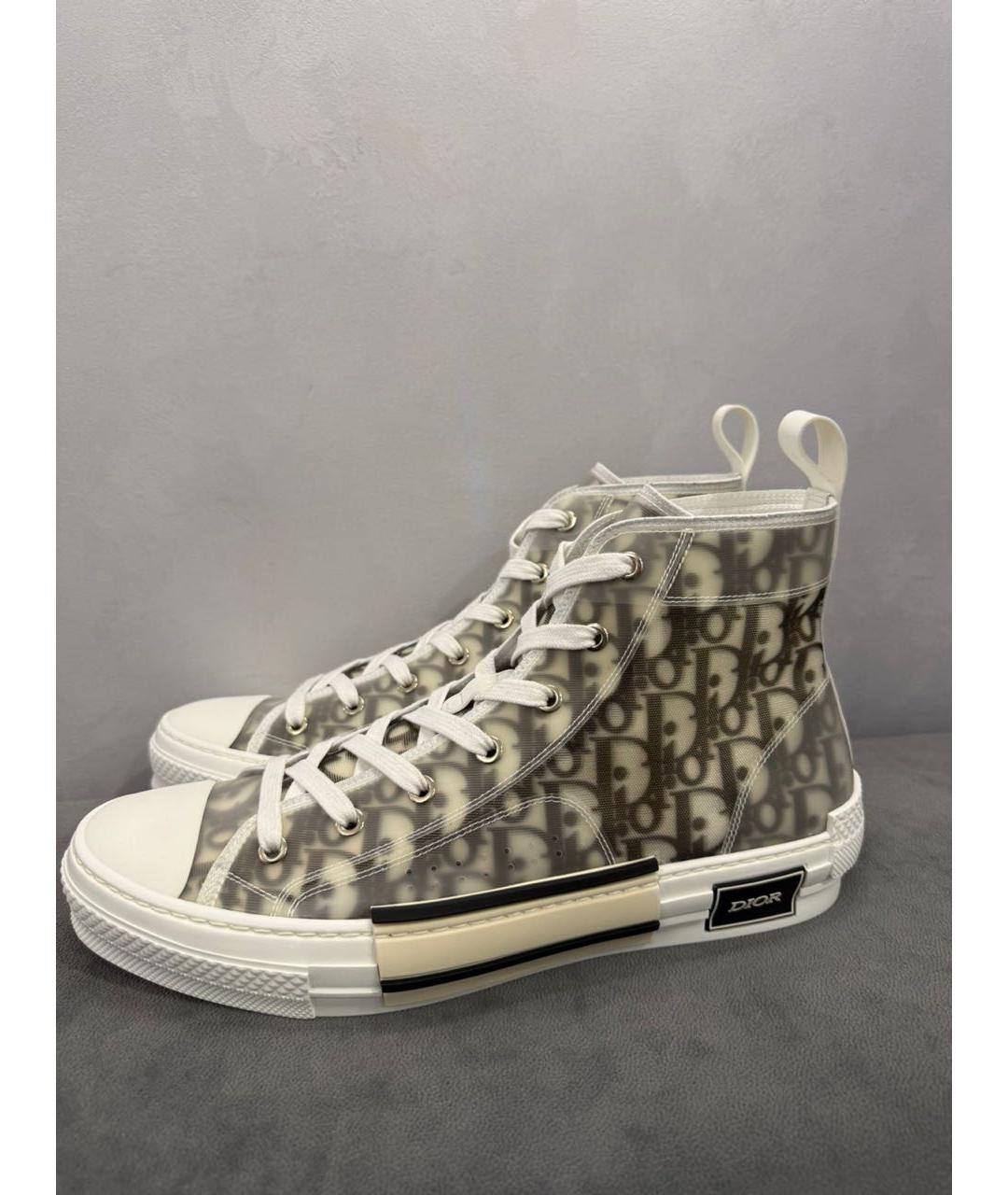 CHRISTIAN DIOR Серые текстильные высокие кроссовки / кеды, фото 2
