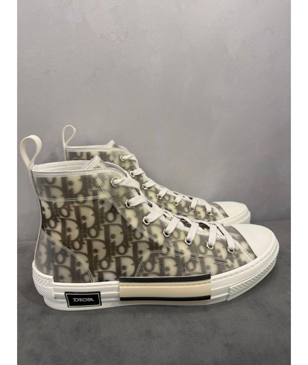 CHRISTIAN DIOR Серые текстильные высокие кроссовки / кеды, фото 8