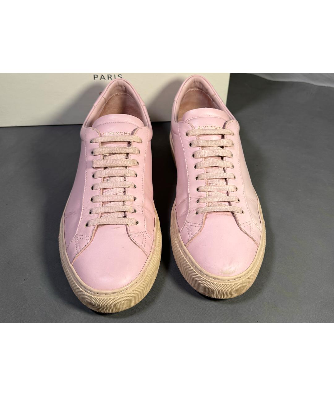 GIVENCHY Розовые кожаные низкие кроссовки / кеды, фото 4