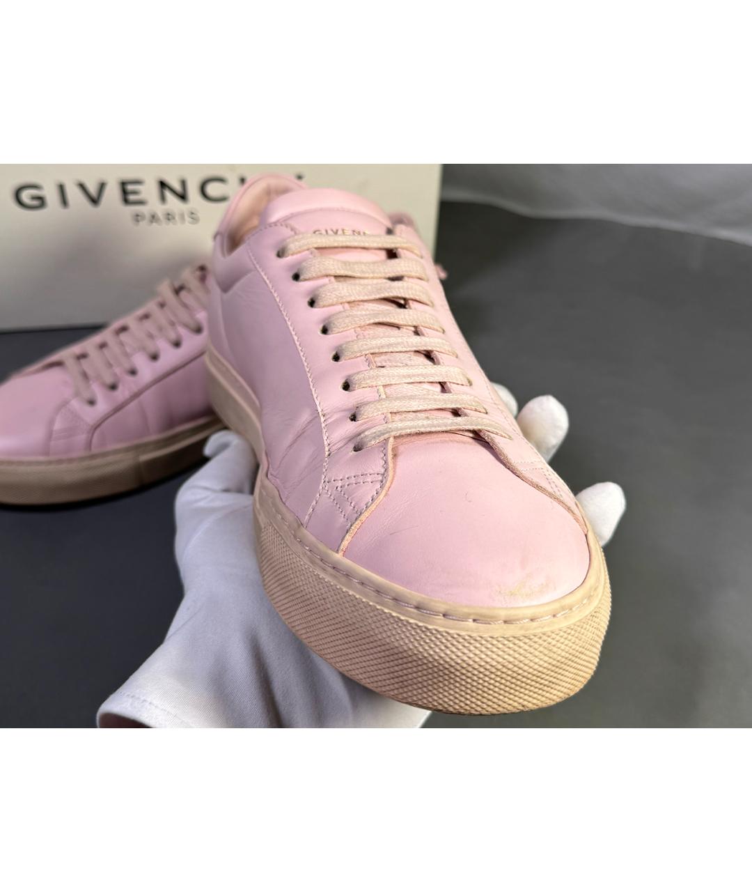 GIVENCHY Розовые кожаные низкие кроссовки / кеды, фото 7