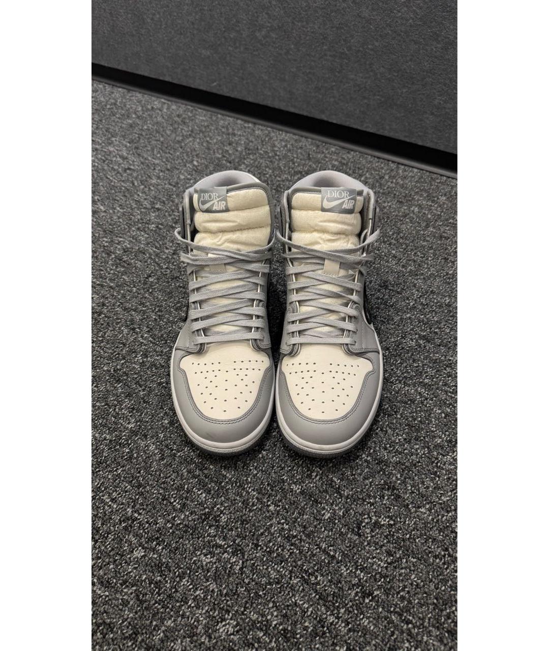 CHRISTIAN DIOR Серые кожаные высокие кроссовки / кеды, фото 2