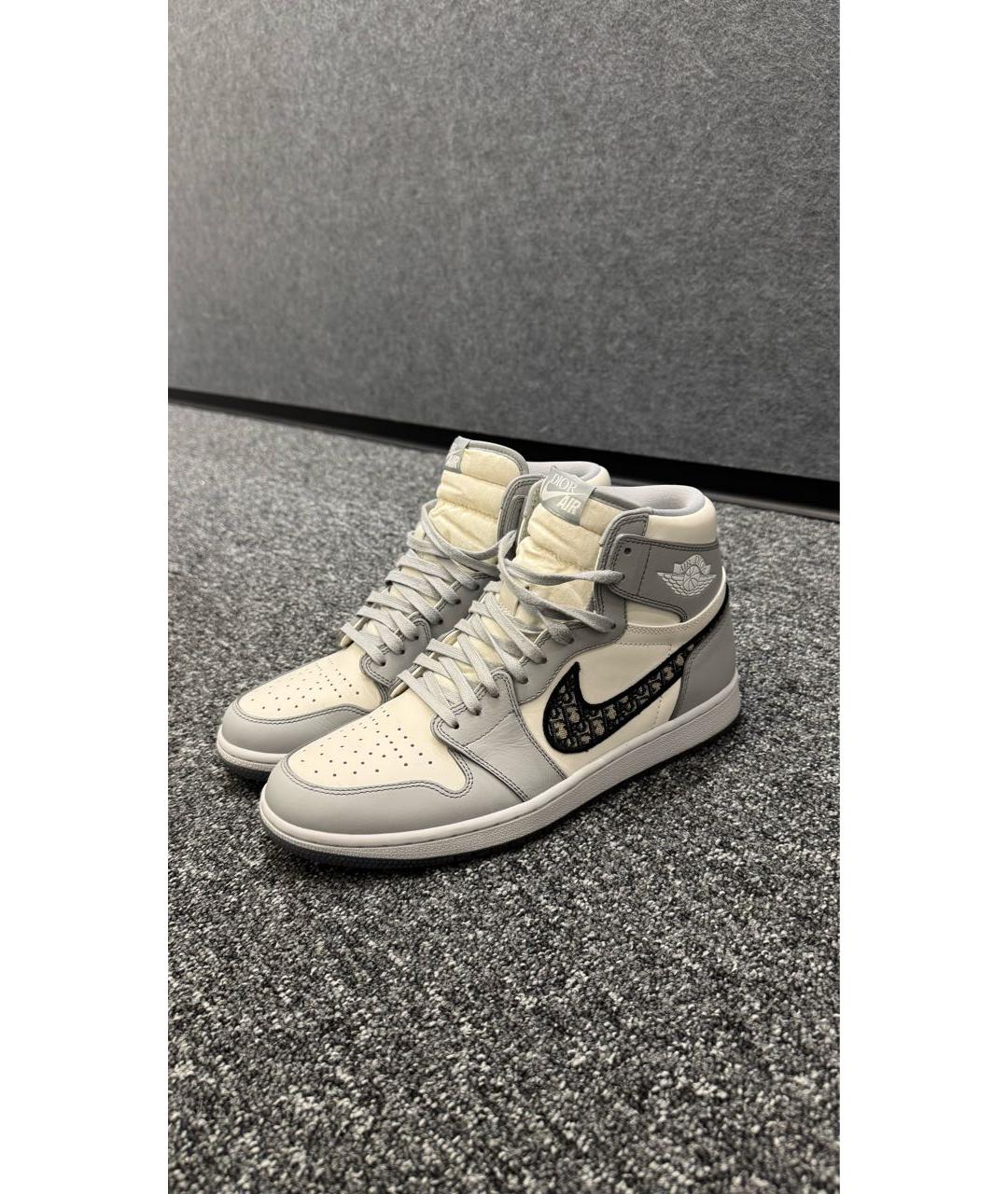 CHRISTIAN DIOR Серые кожаные высокие кроссовки / кеды, фото 6