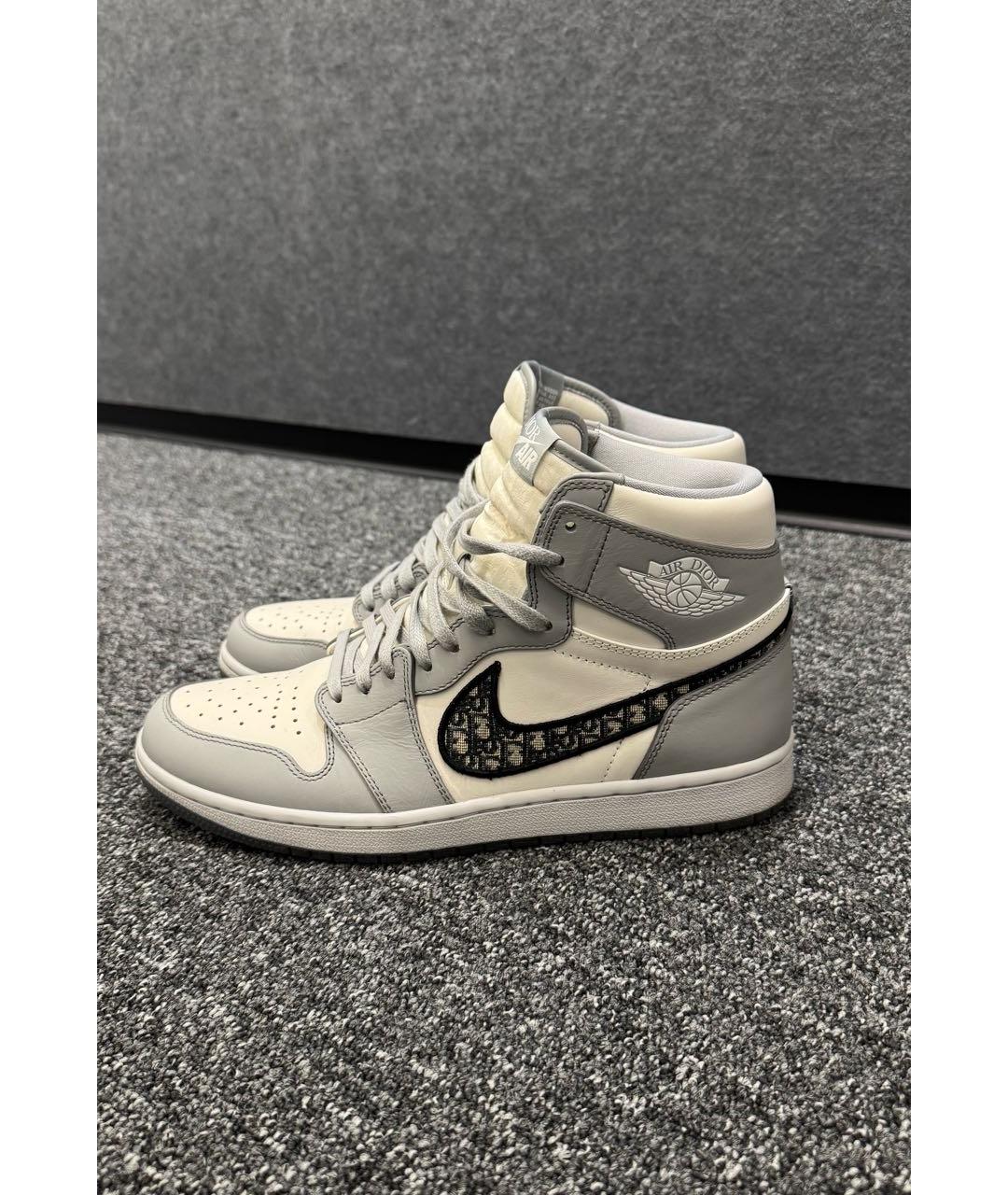 CHRISTIAN DIOR Серые кожаные высокие кроссовки / кеды, фото 8