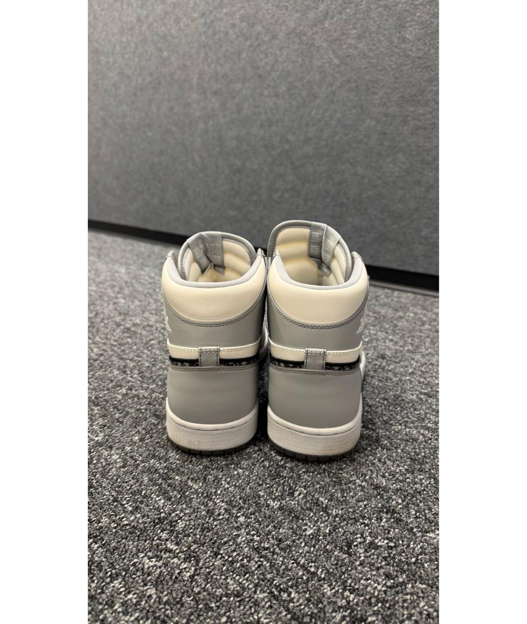 CHRISTIAN DIOR Серые кожаные высокие кроссовки / кеды, фото 4