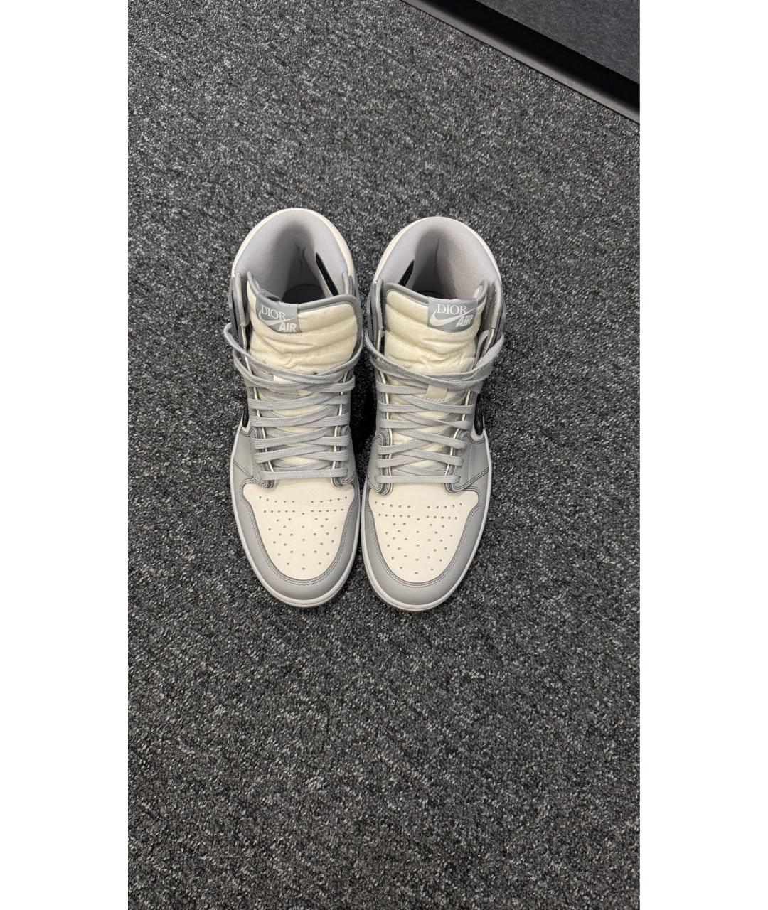 CHRISTIAN DIOR Серые кожаные высокие кроссовки / кеды, фото 3