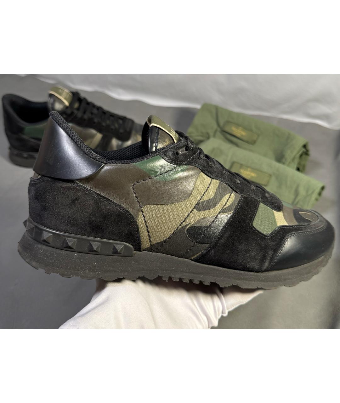 VALENTINO Хаки текстильные низкие кроссовки / кеды, фото 8