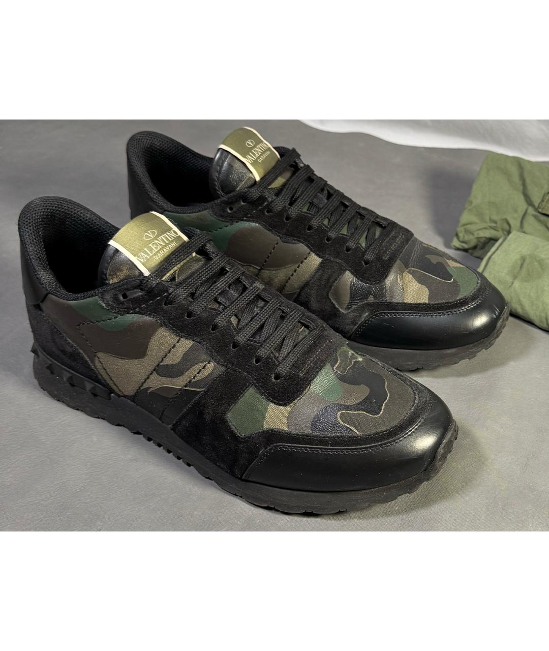 VALENTINO Хаки текстильные низкие кроссовки / кеды, фото 3